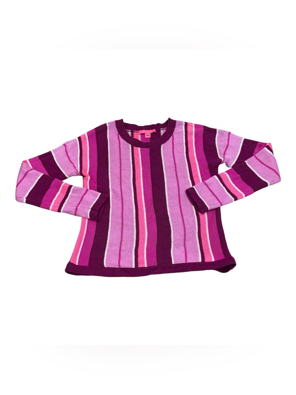 Lilly Pulitzer Women’s Purple Pink White Striped Crew Neck Knit Sweater M